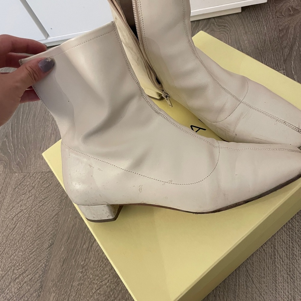 By Far White Leather Ankle Boot